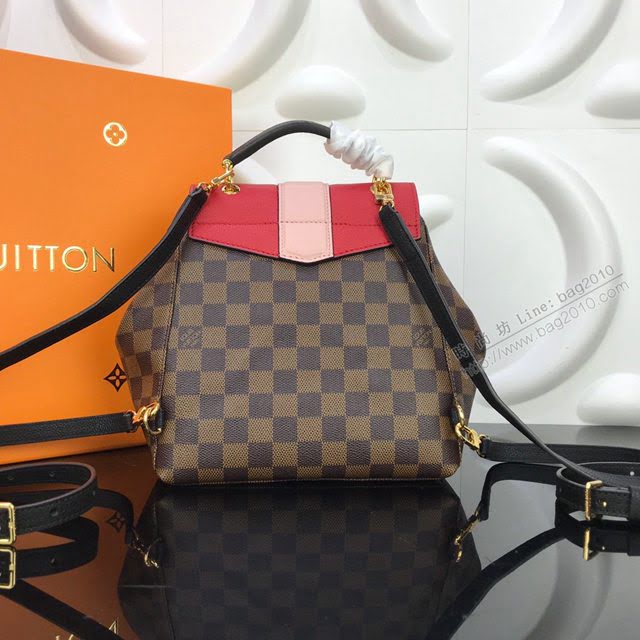 LV包包 2020專櫃新款 Clapton雙肩包 Damier格紋帆布搭配粒紋皮革 lv棋盤格女背包  ydh3555
